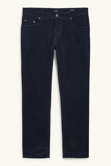 Hommes - Pantalon en velours côtelé - regular fit - LYCRA® - bleu foncé