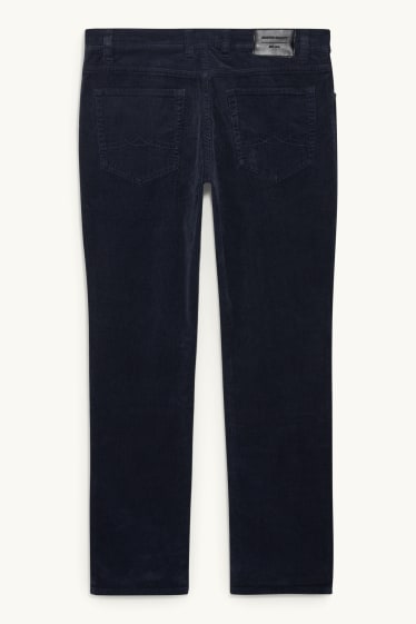 Hommes - Pantalon en velours côtelé - regular fit - LYCRA® - bleu foncé