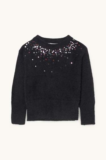 Bambine - Maglione - effetto brillante - nero