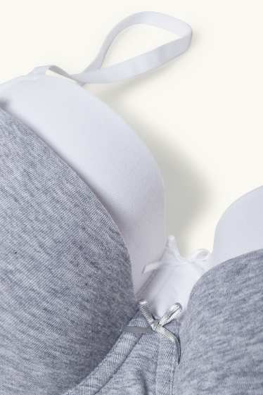 Dames - Set van 2 - BH met beugels - demi - voorgevormd - LYCRA® - wit / grijs