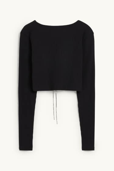 Dames - Korte longsleeve - zwart