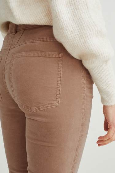 Damen - Samthose - Mid Waist - Straight Fit - beige