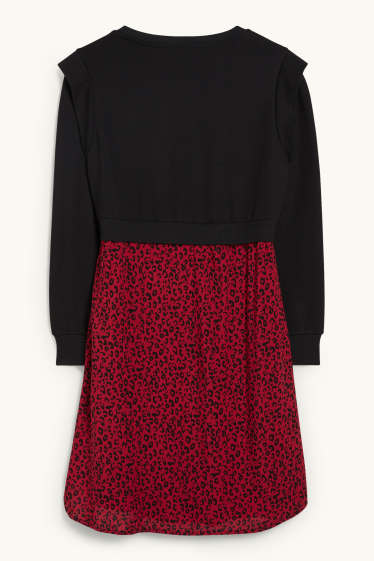 Dámské - Těhotenské šaty - vzhled 2 v 1 - tmavočervená/černá