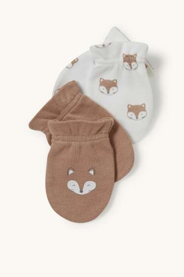 Unisexe - Lot de 2 - moufles anti-griffures - beige