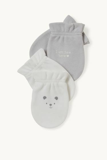 Bébés garçons - Lot de 2 - moufles anti-griffures - blanc