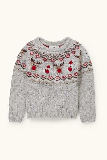 Children Boys - Christmas jumper - Rudolph and Father Christmas - light gray-melange