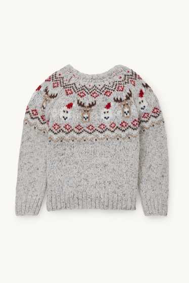 Children Boys - Christmas jumper - Rudolph and Father Christmas - light gray-melange