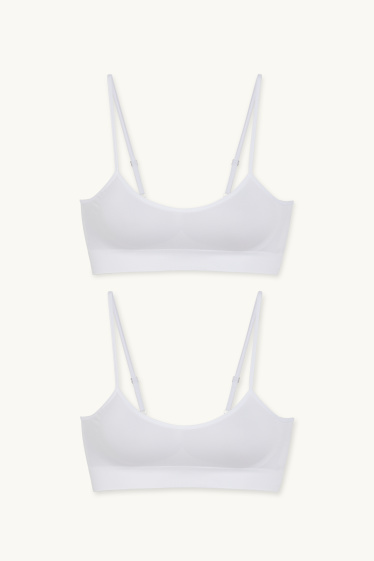 Women - Multipack of 2 - bralette - seamless - LYCRA® - white