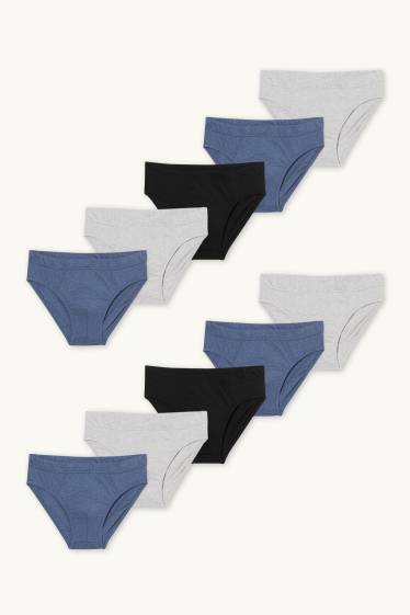 Herren - Multipack 10er - Slip - hellgrau / dunkelblau