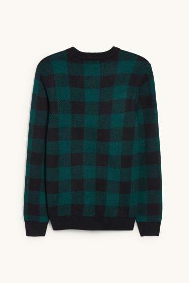 Herren - Pullover - kariert - dunkelgrün