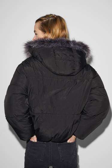 Women - CLOCKHOUSE - quilted jacket with hood - black