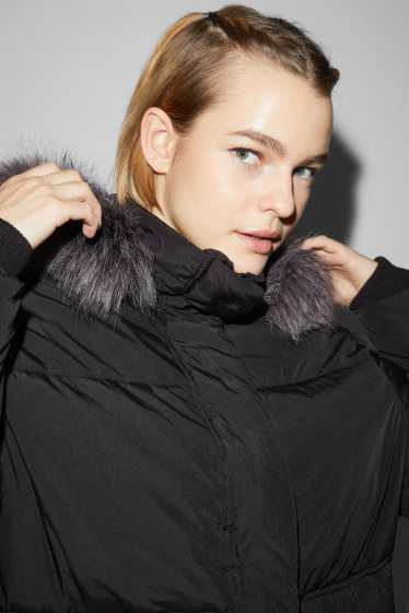 Women - CLOCKHOUSE - quilted jacket with hood - black