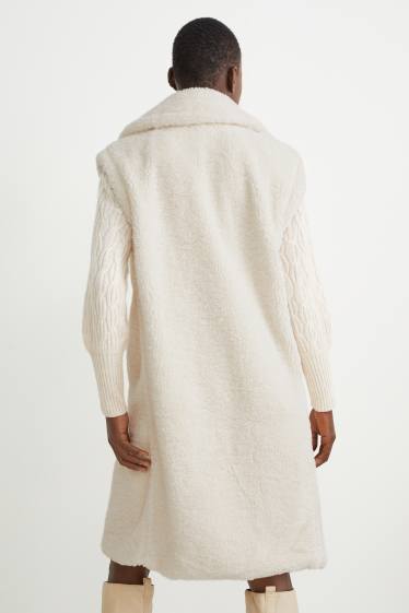 Dames - Vest van teddybont - crèmekleurig