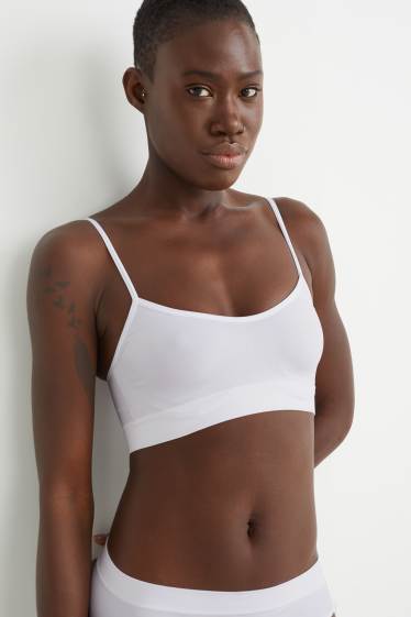 Women - Multipack of 2 - bralette - seamless - LYCRA® - white