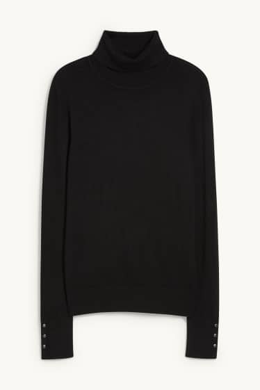 Damen - Rollkragenpullover - schwarz