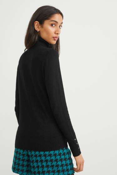 Damen - Rollkragenpullover - schwarz