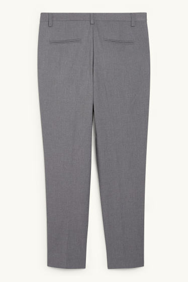 Dámské - Business kalhoty - mid waist - slim fit  - šedá-žíhaná