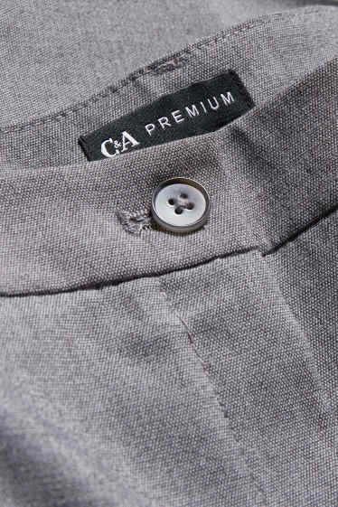 Dámské - Business kalhoty - mid waist - slim fit  - šedá-žíhaná
