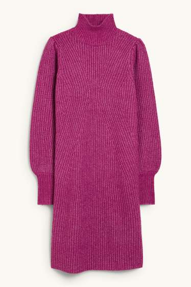 Damen - Strickkleid mit Alpaka-Anteil - violett-melange