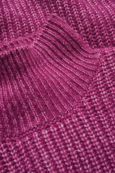 Damen - Strickkleid mit Alpaka-Anteil - violett-melange