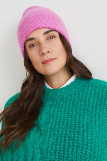 Donna - Berretto in maglia - fucsia