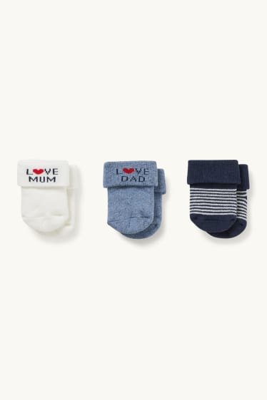 Bébés garçons - Lot de 3 paires - Mum and Dad - chaussettes pour bébé à motif - hiver - blanc