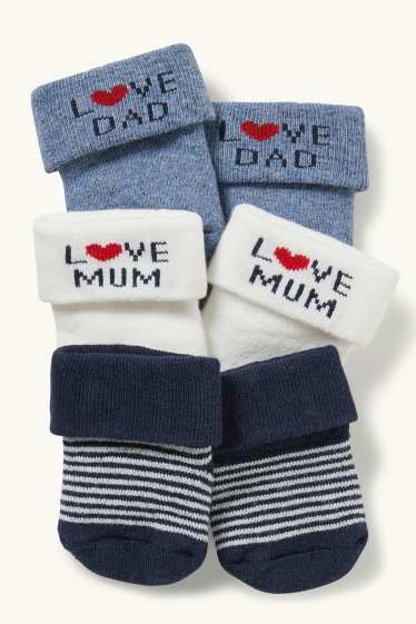 Bébés garçons - Lot de 3 paires - Mum and Dad - chaussettes pour bébé à motif - hiver - blanc