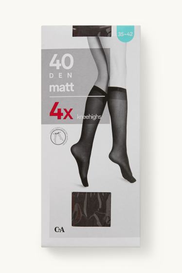 Damen - Multipack 4er - Feinkniestrümpfe - Komfortbund - 40 DEN - dunkelbraun