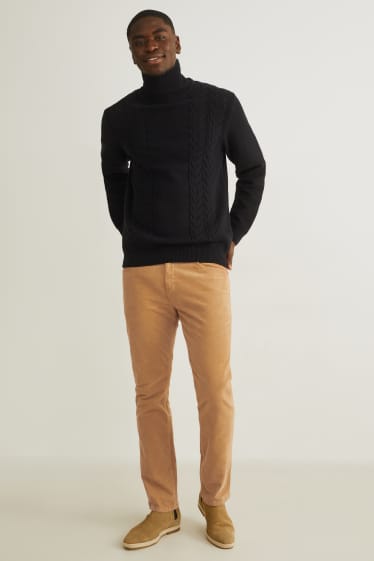 Uomo - Pantaloni di velluto - regular fit - LYCRA® - havana