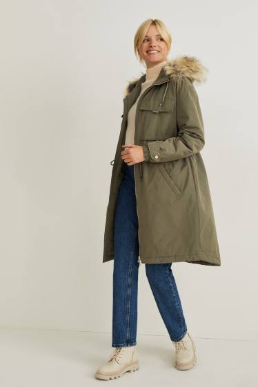 Dames - Parka met capuchon - winter - kaki