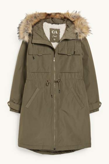Dames - Parka met capuchon - winter - kaki