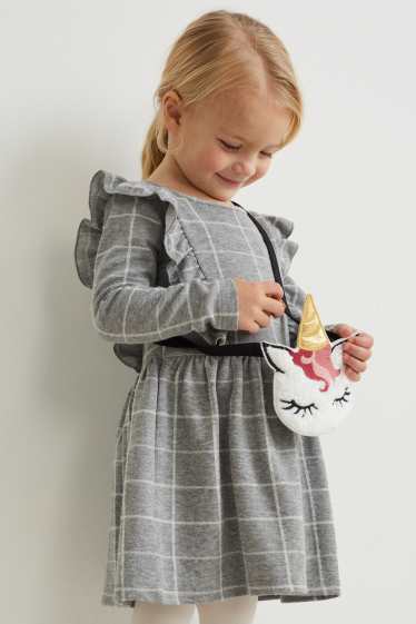 Kinder Mädchen - Set - Kleid und Umhängetasche - 2 teilig - grau-melange