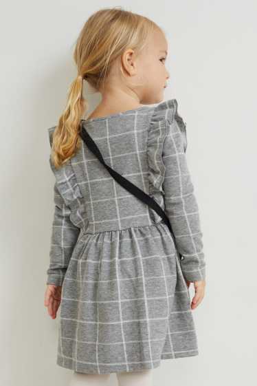 Kinder Mädchen - Set - Kleid und Umhängetasche - 2 teilig - grau-melange