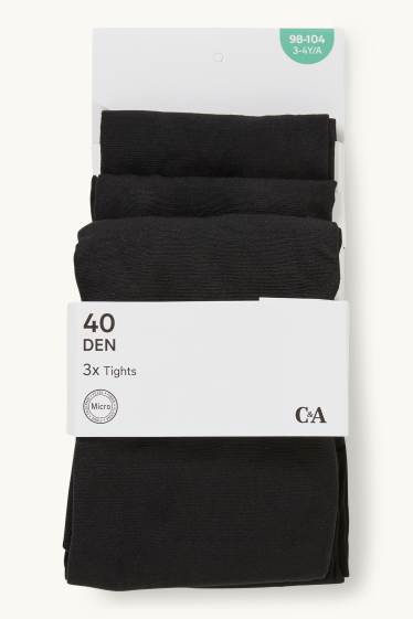 Enfants filles - Lot de 3 paires - collants fins - 40 DEN - noir
