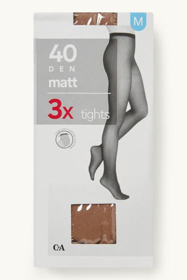 Femmes - Lot de 3 - collants fins - 40 DEN - marron