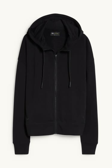 Donna - Felpa con zip e cappuccio - nero