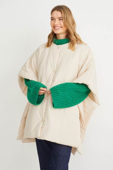 Damen - Stepp-Poncho - beige