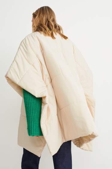 Damen - Stepp-Poncho - beige