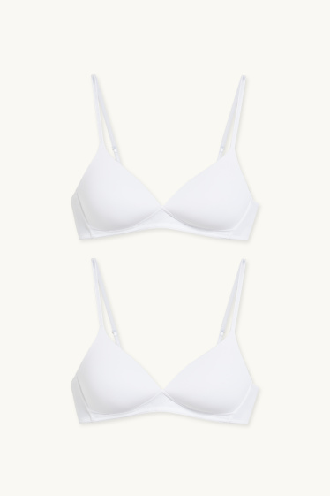 Donna - Confezione da 2 - reggiseno senza ferretti - imbottito - LYCRA® - bianco
