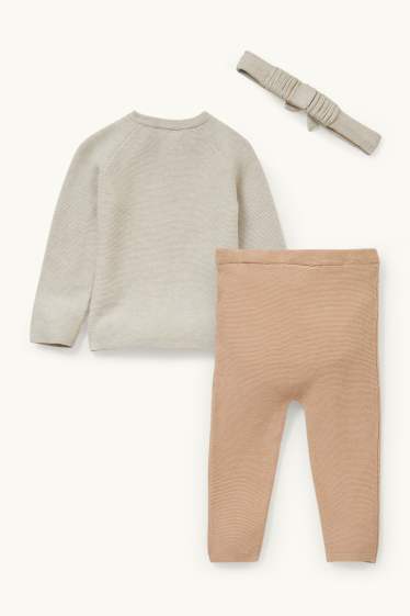 Baby: meisjes - Babyoutfit - 3-delig - lichtbruin