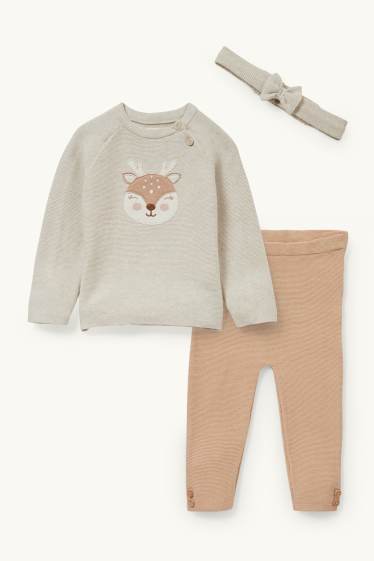 Baby: meisjes - Babyoutfit - 3-delig - lichtbruin