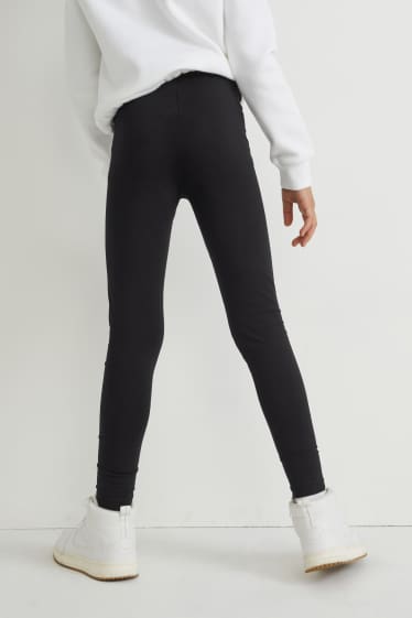Kinderen: meisjes - Set van 2 - legging - zwart
