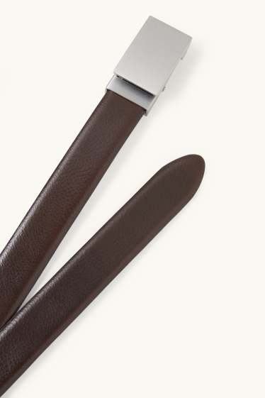 Hommes - Ceinture en cuir - marron foncé