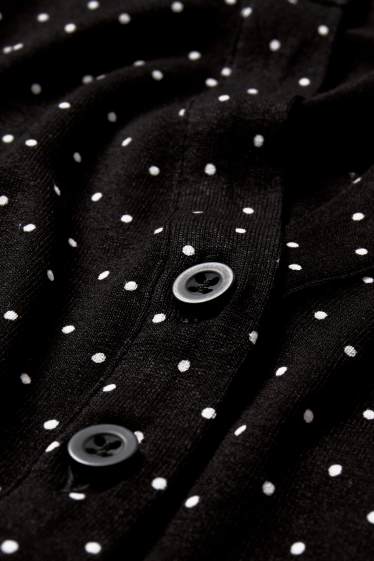 Women - Long sleeve top - polka dot - black