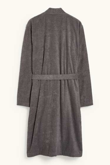 Bărbați - Halat de baie din tricot plușat - gri-maro