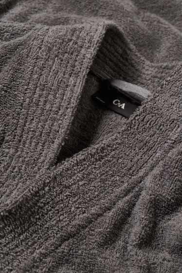 Bărbați - Halat de baie din tricot plușat - gri-maro