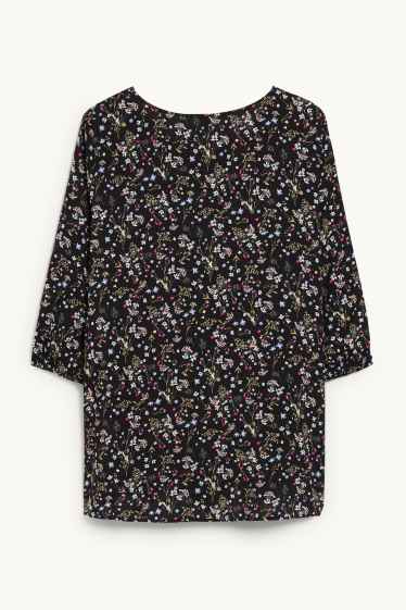 Dames - Blouse - gebloemd - zwart