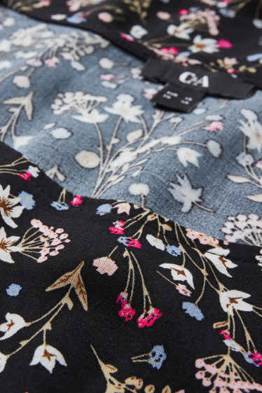 Dames - Blouse - gebloemd - zwart