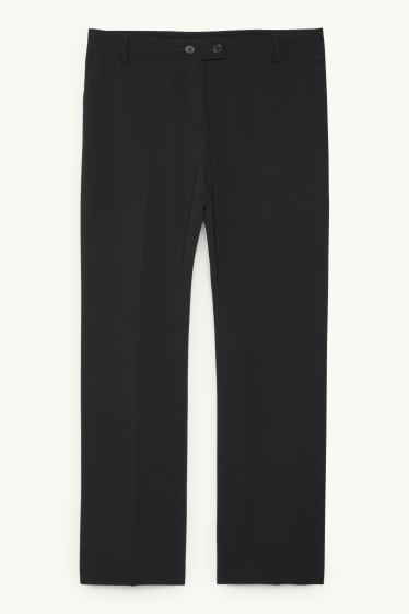 Femmes - Pantalon de toile - mid waist - straight fit - noir