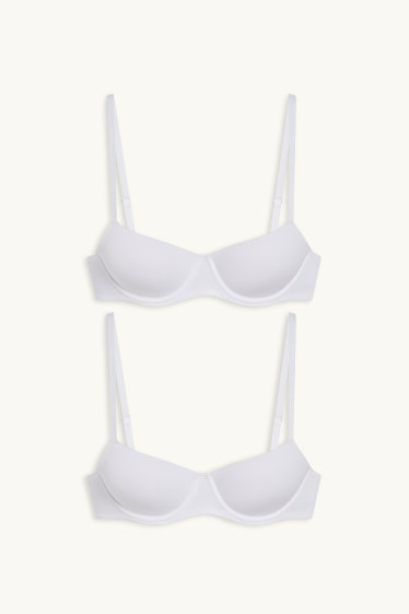 Dames - Set van 2 - BH met beugels - DEMI - gewatteerd - LYCRA® - wit